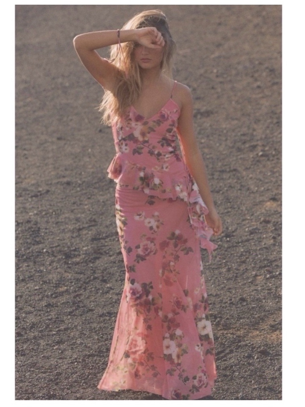 Pink Floral Ruffle Skirt ZARA